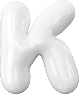 White Font Bubble Letter K